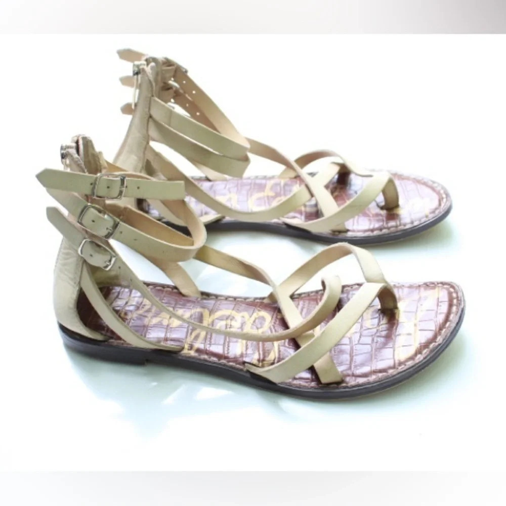 Beige Strappy Women’s Gladiator Sandals - Stylish Flat Summer Shoes